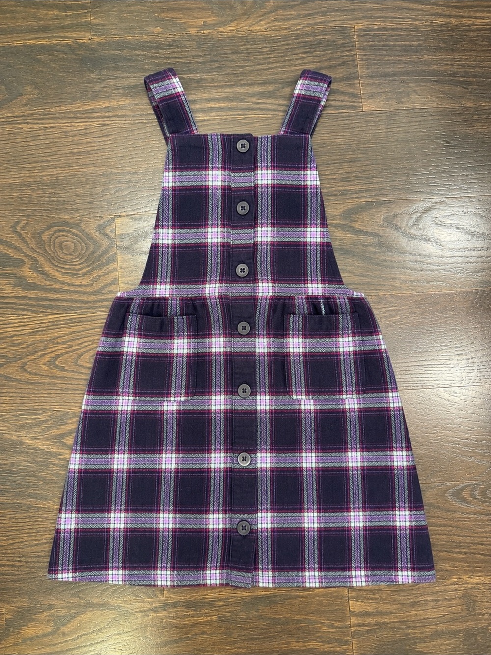 Gap Girls Plaid Pinafore Dress - Purple Plaid